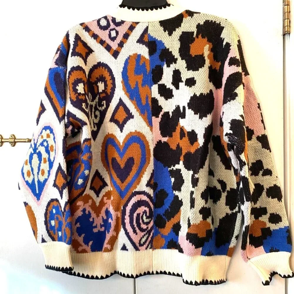 FARM Rio Mixed Ikat Hearts Knit Cardigan - Picture 4 of 9